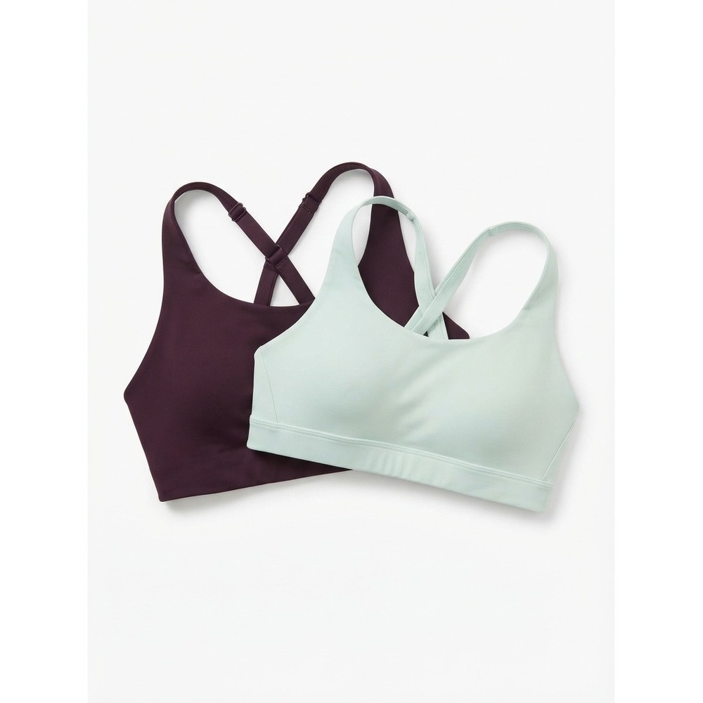 Athleta Sports Bra 2 Pack 36DD Purple Green Molded Cup Adjustable Strap Gymwear
